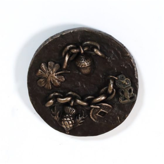 Bronze Medallion by Fiona Garlick They Came with Their Seeds Dreams and Stories obverse